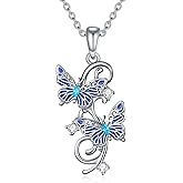AXELUNA Butterfly Necklace Sterling Silver Blue Butterfly Pendant Jewelry Gift For Women
