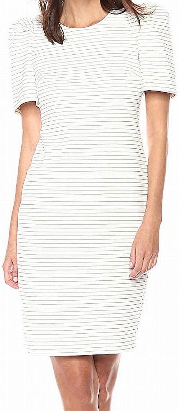 calvin klein embellished puff sleeve dress