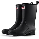 SUREWAY Women's Rubber Rain Boots, 8-Inch Matte Waterproof PVC Rubber Gardening Shoes, Comfortable & Lightweight for Outdoor Walking, Easy On/Off