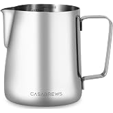 CASABREWS CASMP350 Milk Frothing Pitcher with Sharp Spout, 350ml (12oz) | Stainless Steel, for Cappuccino or Latte Art, V-Sharp Mouth Design, Ergonomic Handle, Easy To Clean