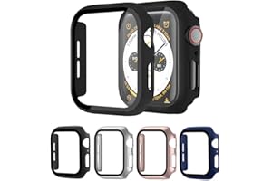 [4 Pack] Raamax Hard PC Case with Tempered Glass Screen Protector Compatible with Apple Watch Series 6/5/4/SE, Full Coverage 