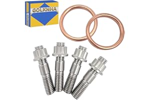 GOLKNHA 4PCS 400EX Titanium Stud Bolt Gaskets Kit Compatible with Honda TRX400EX TRX400X 1999-2014 XR400R 1996-2004 OEM# 90301-HM8-000 18291-MN5-650 92900-08022
