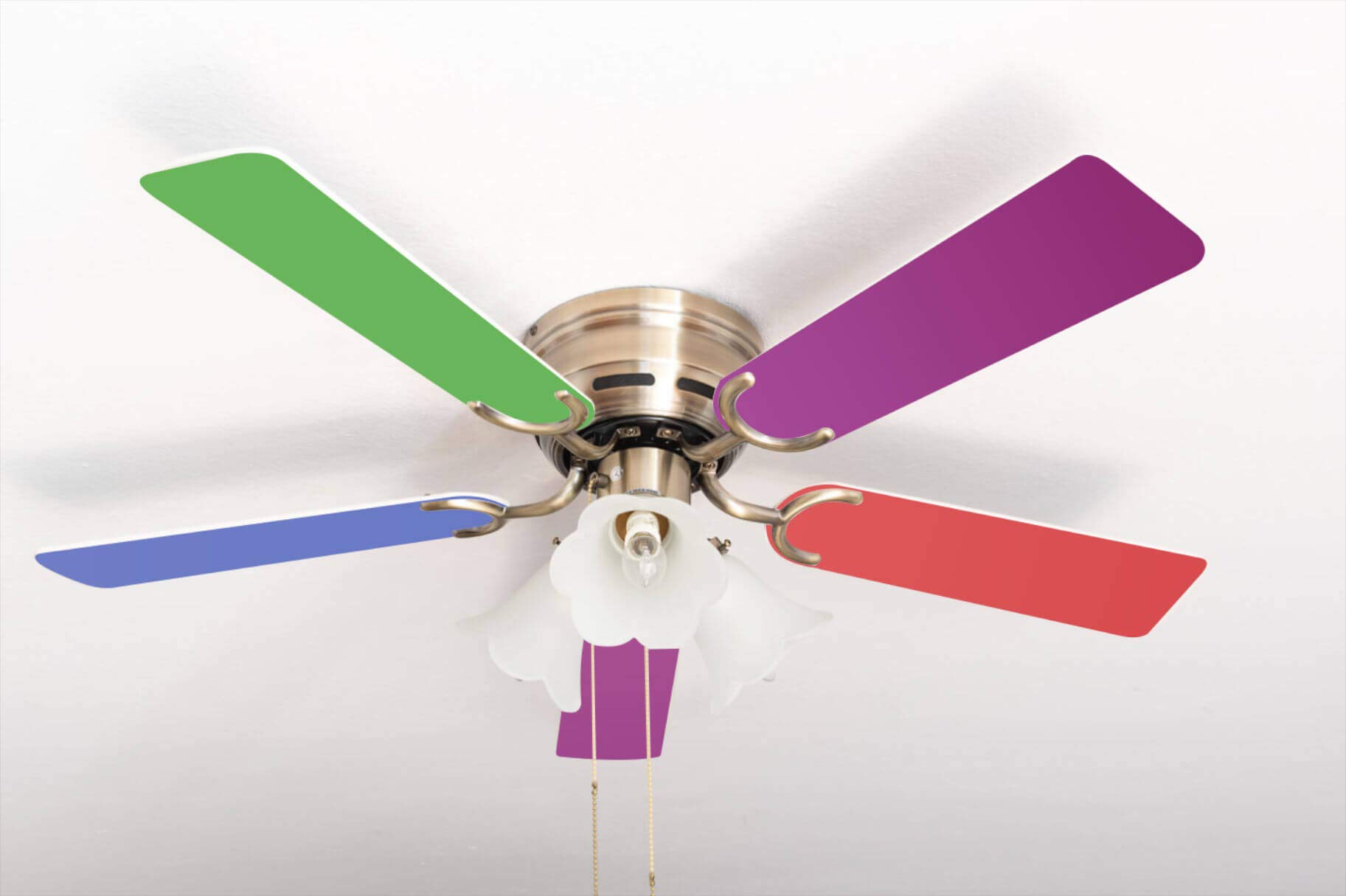 Extra flat ceiling fan Kisa Multicolor antique brass with lighting