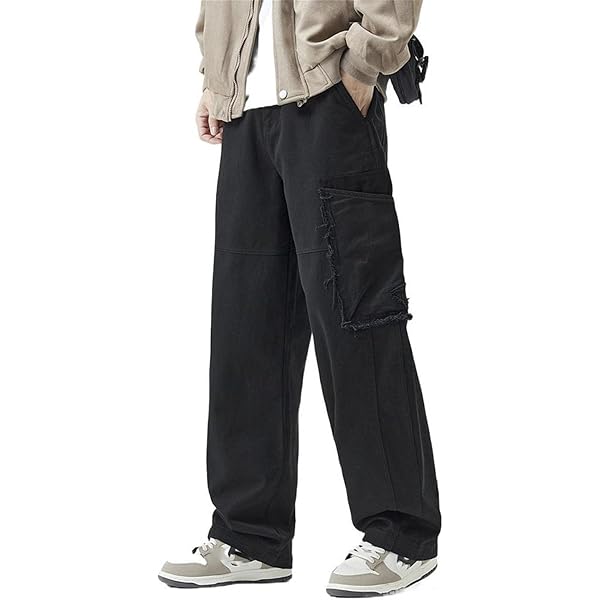 Seidarise Men's Corduroy Pants Straight Baggy Wide Leg Stretch