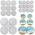 RESINWORLD Set of Large + Medium + Small Shiny Flat Circle Silicone Mold, Drilled Round Earrings Pendant Mold, Keychain Resin Mold, Pet Tag Mold, White, RW-MJ-016-0419
