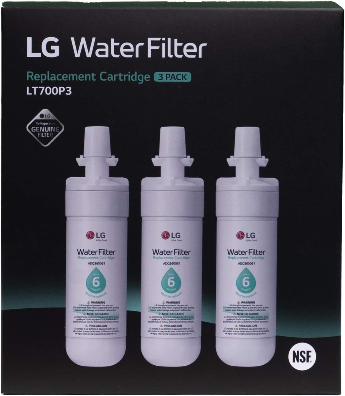 LG LT700P LT700P3 Refrigerator Water Filter, Standard, White: Home Improvement