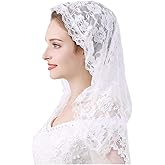Grettytling Lace Mantilla Veil Soft and comfortable 7 Colors Spanish Style Rose Lace Veil Head Covering D Shape