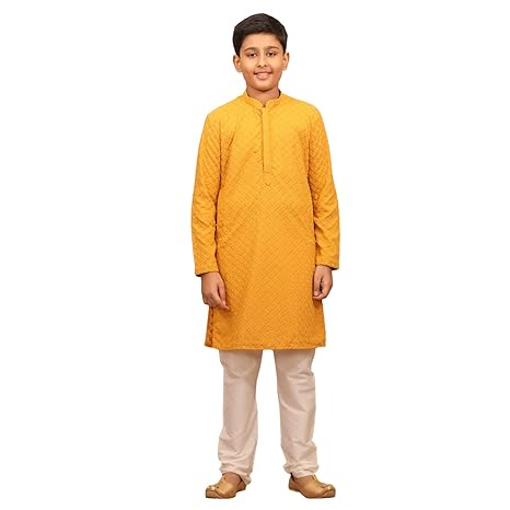 Elegant Self Design Kurta and Churidar Set For Boys