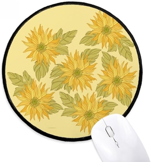 Alfombrilla redonda para ratón pintada a mano con diseño de girasol