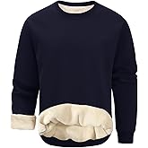 Gihuo Mens Fleece Crewneck Sweatshirts Sherpa Lined Pullover Winter Warm Shirt