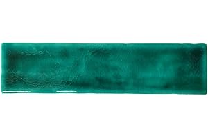 Subway Ceramic Wall Tiles - Handmade Look 10 x 2.5 Inches - Kitchen, Bathrrom, Backsplash (Forest Green (Crackled), Box of 33