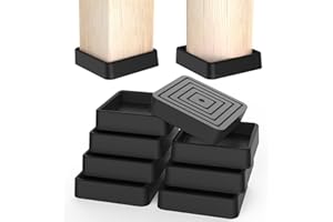 CHWM Furniture Coasters, Furniture Caster Cups - Non Slip Furniture Pads Hardwoods Floors - Non Skid Furniture Grippers,Square Silicone Furniture Feet Caps, (Black, 8Pcs 2")