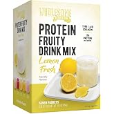 Protein Fruit Drink Mix, 15g Clear Protein, Low Sugar, Collagen + Prebiotics, No Artificial Colors or Dyes, Refreshing by Wholesome Provisions (Pack of 1, Lemon)