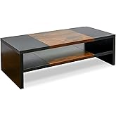 TEAMIX 2 Tiers Desktop Monitor Stand Riser 20 Inch Printer Stand with Storage Small TV Riser Laptop Wooden Desk Organizer She