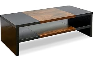 TEAMIX 2 Tiers Desktop Monitor Stand Riser 20 Inch Printer Stand with Storage Small TV Riser Laptop Wooden Desk Organizer She