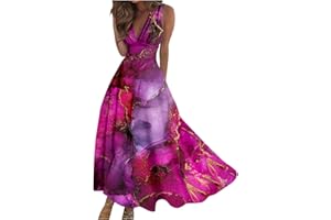 DOPOCQ Women's 2024 Summer Casual Sleeveless Maxi Dress Slim Fit Floral Vacation Pleated Flowy Long Dress