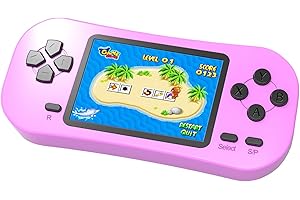 Beijue Retro Handheld Games for Kids Built in 218 Classic Old Style Electronic Game 2.5'' Screen 3.5MM Earphone Jack USB Rechargeable Portable Video Player Children Travel Holiday Entertain (Pink)