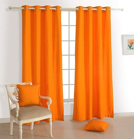 Buy Cotton Curtains Curtain For Long Door 9 Feet Plain Eyelet