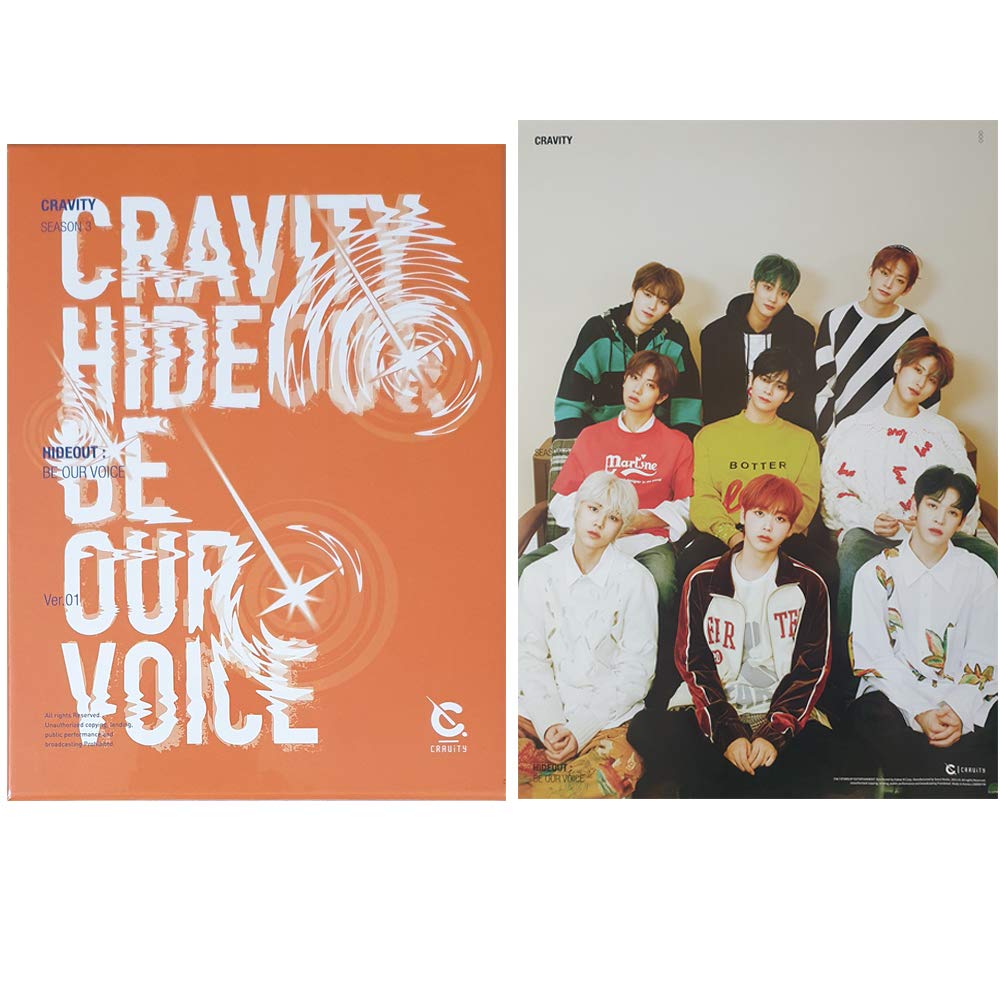 CRAVITY Season 3 Hideout: Be Our Voice Album Preorder (Version 1) CD+Poster+Photobook+Photocard+Sticker+Unit Polaroid Photo+ID Photocard+Photo Stand+Mini Photo Slogan+(Extra 10 Photocards)