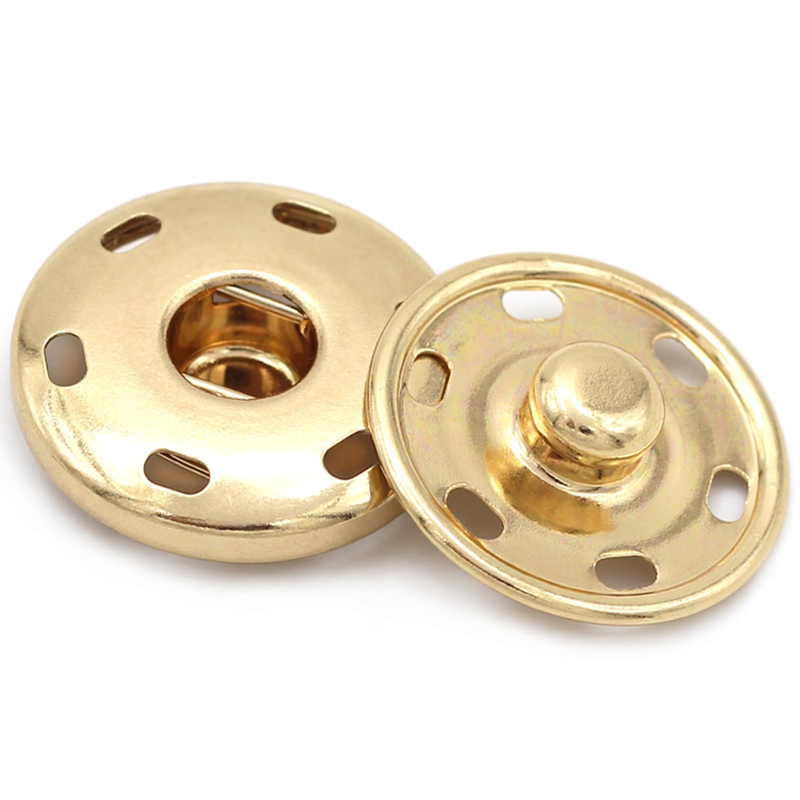 Flying Horse66 20 Sets Metal Sew-On Snap Fasteners, Brass Snap Buttons Press Studs Buttons, Gold (19MM)