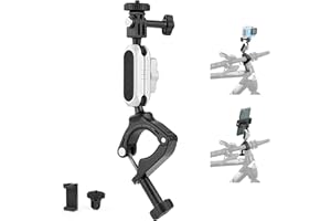 UTEBIT Camera Bike Mount Clamp with 360°Dual Ballhead Rotation,Bicycle Handlebar Clamp Mount Motorcycle Bracket Handlebar with Action Camera Mount Adapter, Compatible with GO PRO/Action Cameras/Phone