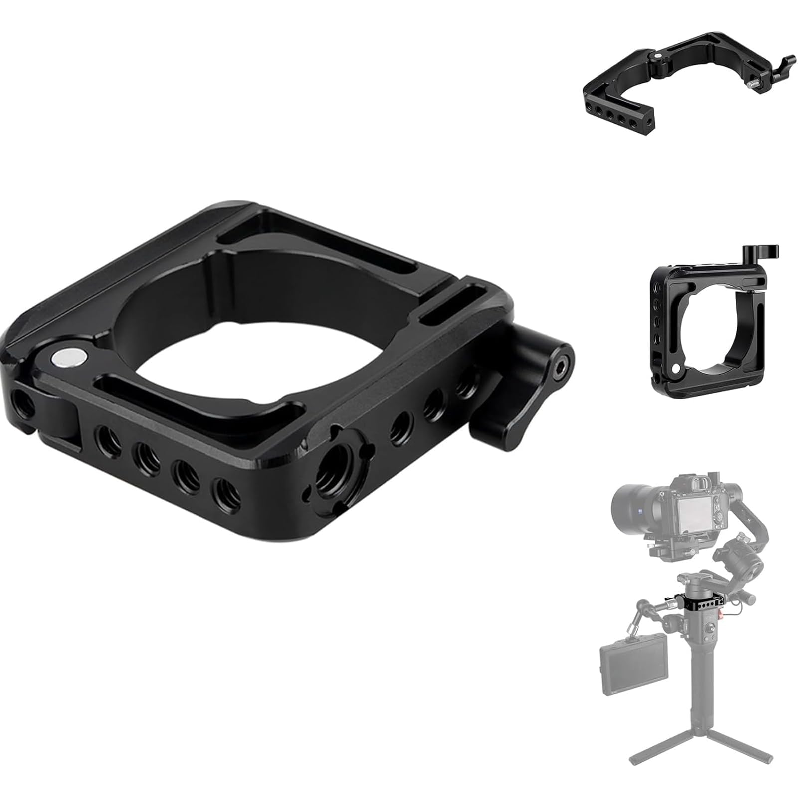 NICEYRIG Mounting Clamp for DJI Ronin S Gimbal Rod Clamp Ring Extension Mounting Ring with Built-in NATO Rail