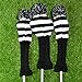 PLAYEAGLE 3 pcs/Set Knitting Golf Clubs Headcover Driver Cover(460cc),Fairway Wood Head Covers for Taylormade,Callaway,Titleist and More Brand (Black)