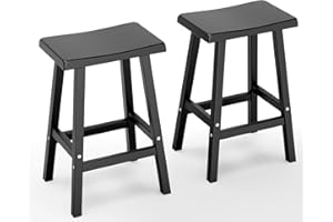 MAIUSCOLI Outdoor Bar Stools Set of 2, Modern Durable Resin Bar Chairs with Footrest, All-Weather Barstools for Patio, Balcony, or Kitchen Counter（24''）