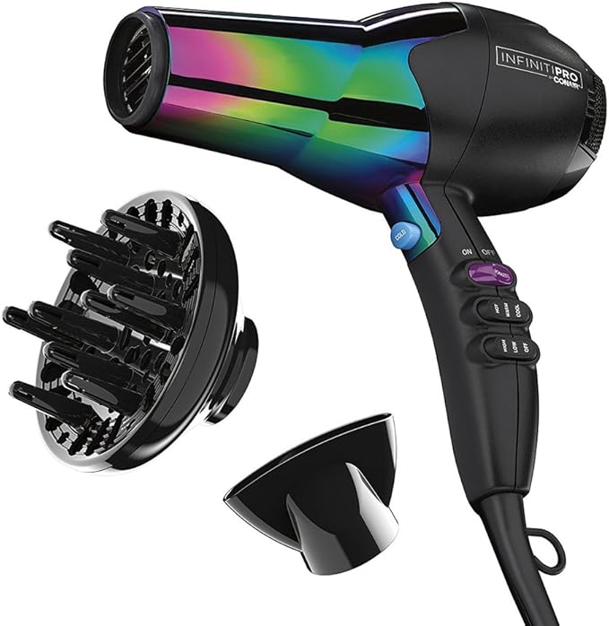 Conair Infiniti Pro 1875 Watt Ion Choice Hair Dryer, Rainbow Chrome Finish Amazon.ca Beauty