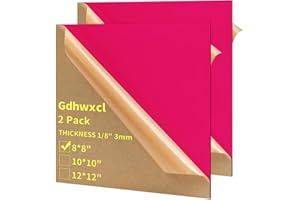 Gdhwxcl 1/8 Thick 8 x 8 inch Acrylic Sheets - 2 Pack Plexiglass Sheets for Creative DIY Projects Laser Cutting Engraving UV Printed Signs Crafts Badges (2, Pink, 8 x 8 inch)