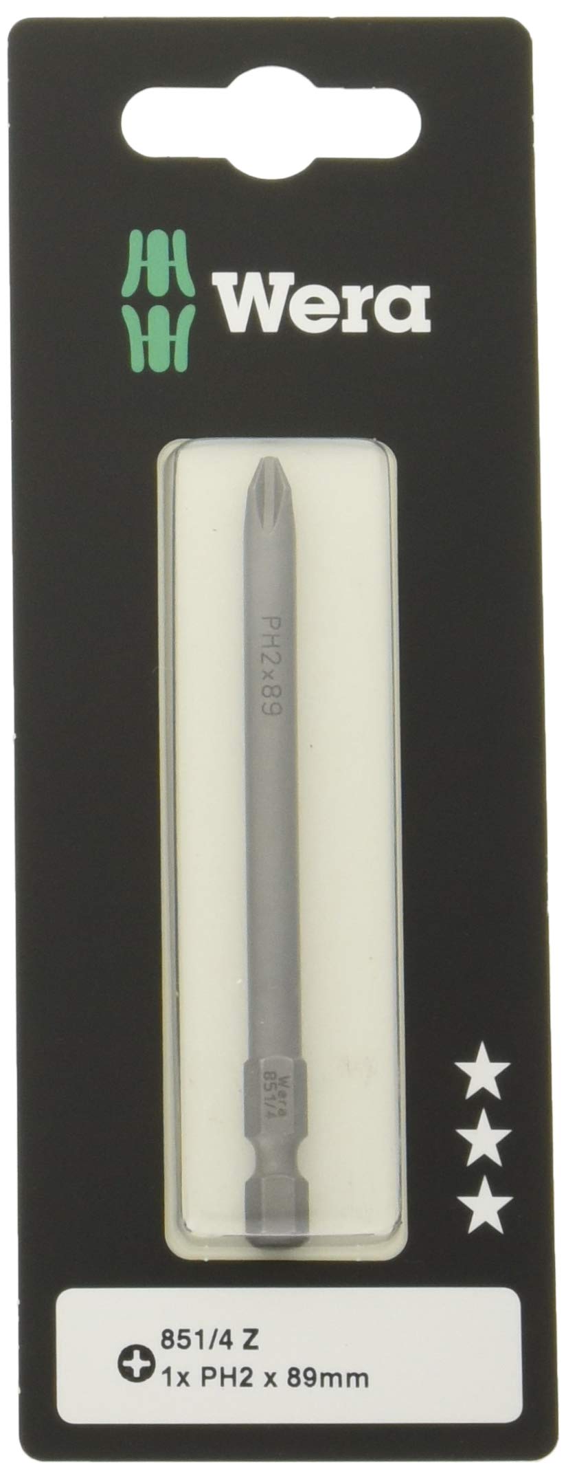 Wera 05073521001 Wera 05073521001 Long Bits 851/4 Z Single Pack 1 x PH 2 x 89 mm - Silver