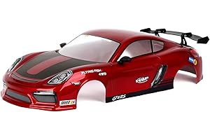 RGT HSP RC Body Shell for HSP Redcat Exceed 1/10 Scale 4wd On Road Racing Drift RC Car with Stickers and Rear Wing Red