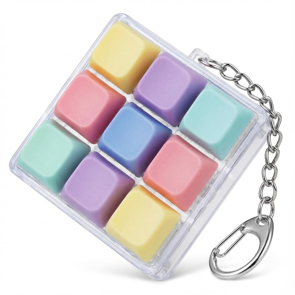 Keyboard Fidget Toy,Fidget Clicker,Mini Clicker Fidget Toy,9 Key Clicker,Colorful Fidget Toys for Adults Kids,Stress Relief Decompression for Home Office School,Keychain Multi Color Finger Exercise