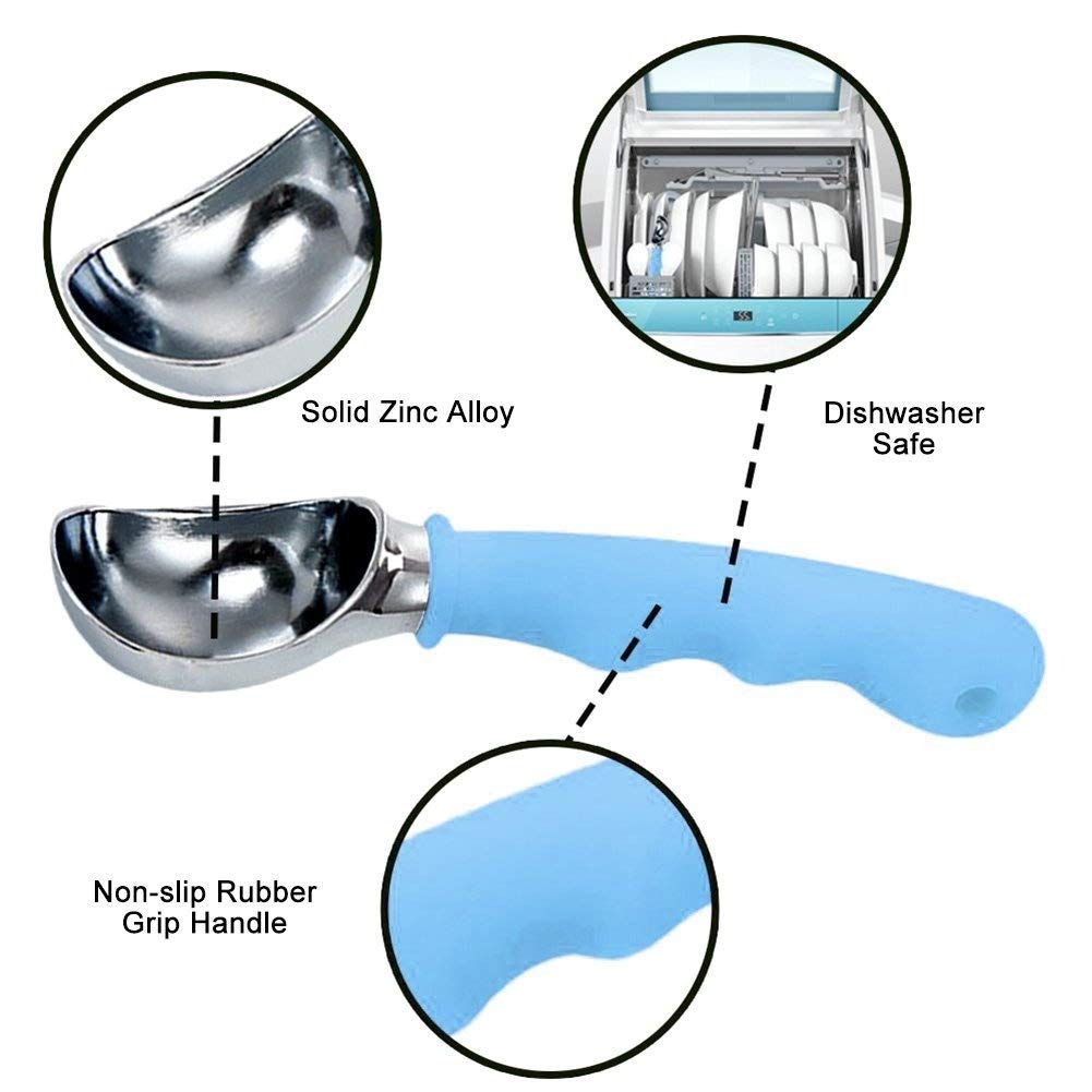 XCOOK Ice Cream Scoop Dipper Spade Zinc Alloy Non-stick Cookie Fruit Melon Baller Scooper Spoon Non-slip Grip Dishwasher Safe