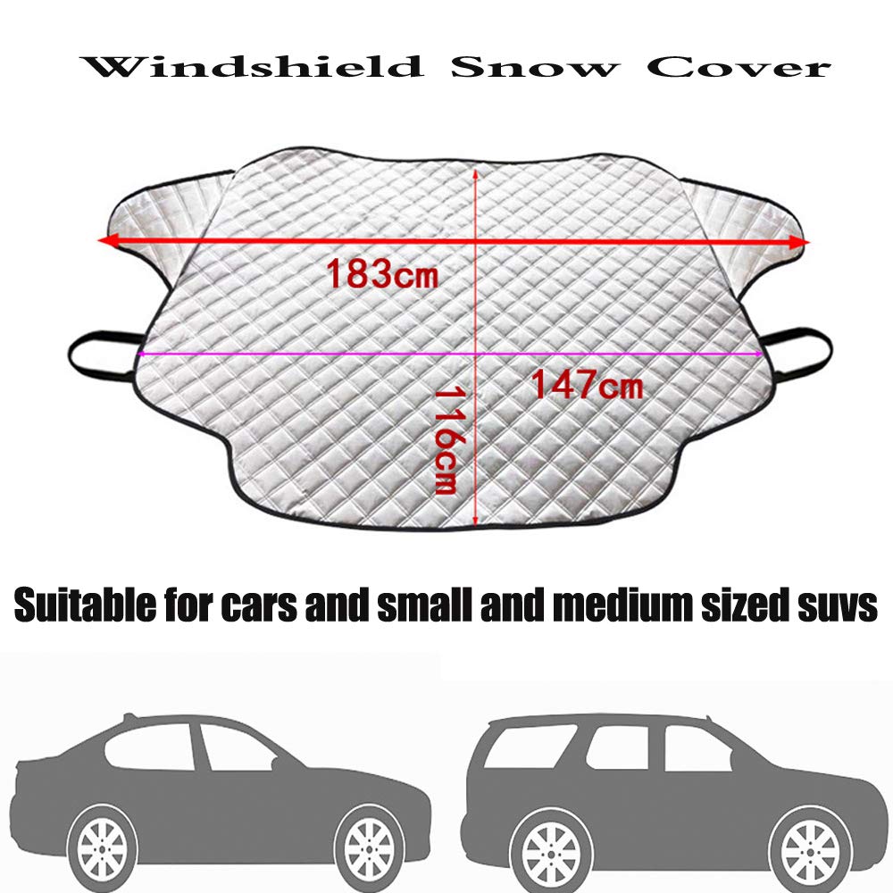 JZCreater Windshield Sun Shade & Snow Cover Protector, All Weather Car Front Windscreen Ice Frost Guard Covers,4-Layer Ultra Durable Waterproof Car Cover Fits Most of Car & SUV 72\