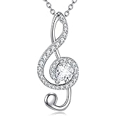 LUHE Music Note Necklace for Women 925 Sterling Silver Music Note Pendant Necklace Zircon Jewelry Gifts for Women