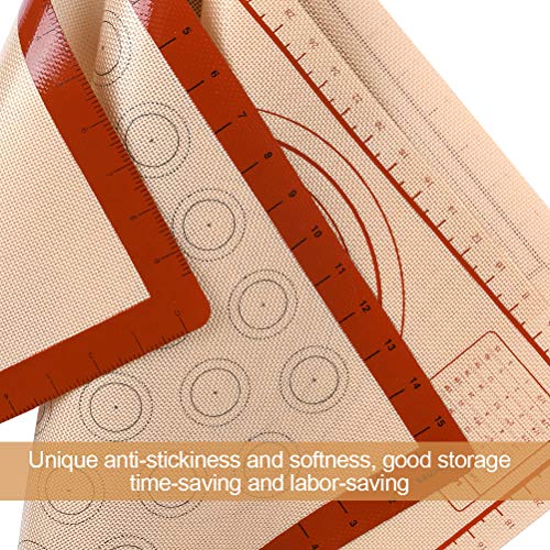 OFNMY Silicone Baking Mat with Measurements - Set of 3 100% Non Stick Baking Mats, Pastry Mat & Macaroon Silicone Mat - 2 Half Sheet Liners and 1 Quarter Sheet Silicone Mat for Baking Pan, Dough Rolli