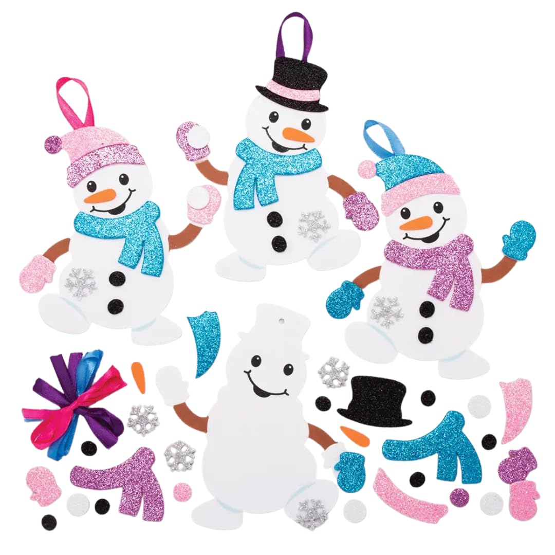 Baker Ross AT160 Snowman Mix & Match Decoration Kits, Christmas Arts and Crafts, Assorted, 6 Count (Pack of 1)