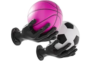 AWNPROR Wall Mount Basketball Holder,Ball Holder Wall Mount Football Wall Mount Hand Hanger for Basketball Football Soccer Baseball Shoes Gaming Headphone Room Decor Art Gifts for Boys Men Player-2PCS