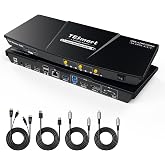 TESmart MST USB-C/HDMI/DP KVM Switch 2 Monitors 2 Computers, USB 3.0 KVM Dual Monitor for Laptop&amp;Desktop, 4K@60Hz, 60W PD, Gigabit Network, Hotkey Switch, with Input Cables
