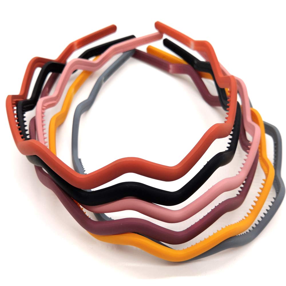 Baoii 6pcs Plastic Hair Hoop, Colorful Wave Headbands Plastic Headband Comb DIY Hair Bands for Women Girls(6 colors)