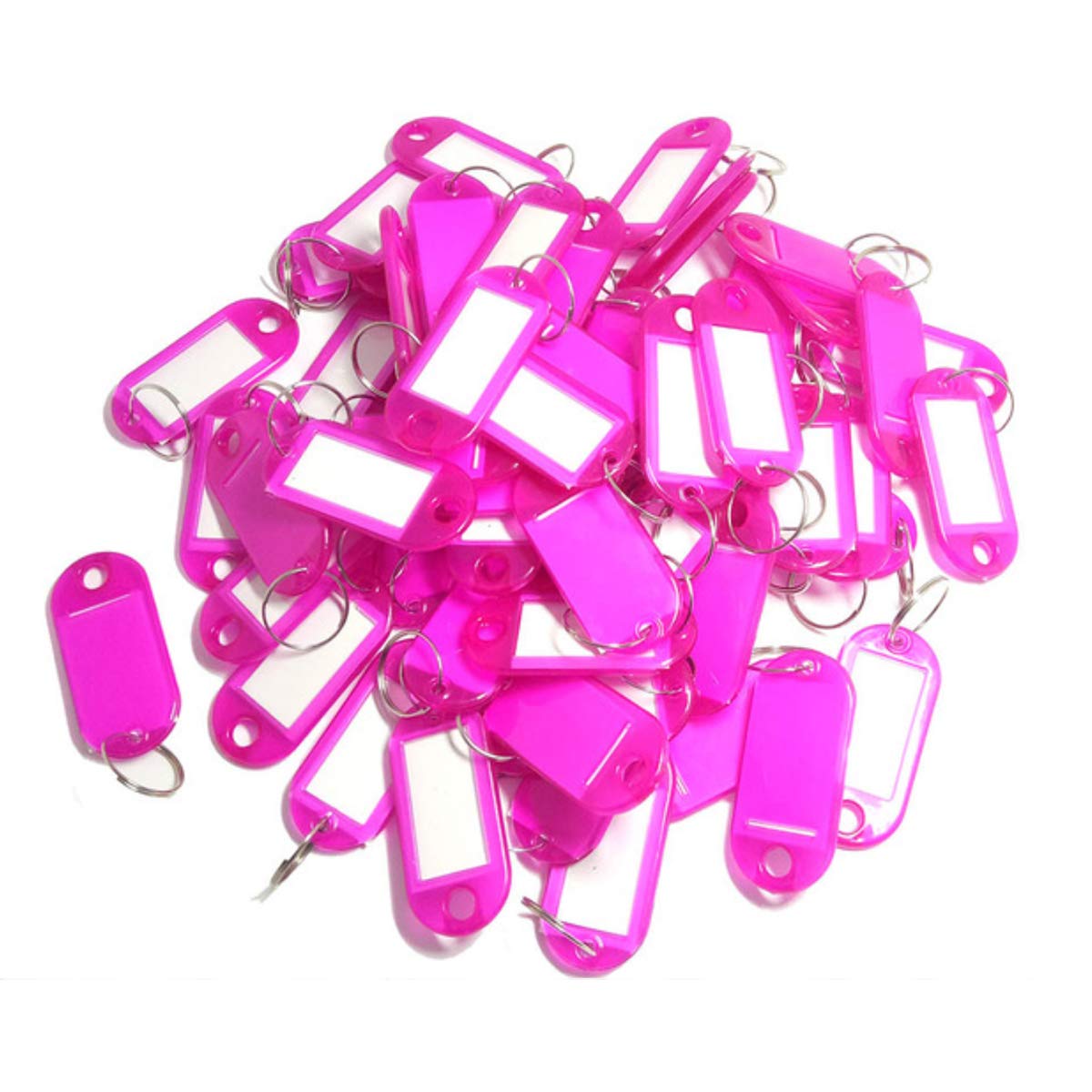 TOOLSTAR Key Labels, 100PCS Key ID Tags Key Labels Tags Plastic Key Tags, Tags with Key Rings as Key Fobs Luggage Pet Name Memory Stick Tags (Rose Red)