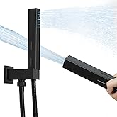 Matte Black Brass 2 in 1 Function Handheld Shower Sprayer Head with 59" Long Flexible Hose Attachment and Adjustable Shower Wand Holder