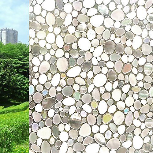 Wopeite Semi Private Window Film Cobblestone Decorative Static Cling