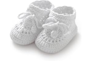 Hadetoto Baby Booties Hand Crochet Knit Cotton Bootie Soft Cozy Warm Socks Shoes Newborn First Walkers for Infant Boy Girl