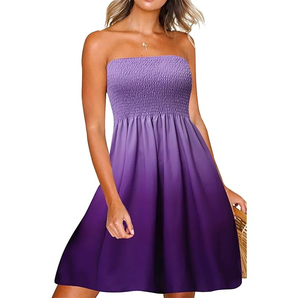 Plus Size Tube Top Dress Women Beach Boho Floral Strapless Dresses for  Women Summer Gradient XXL at Amazon Women's Clothing store