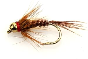 Flies Direct BH Pheasant Tail Assortment 1 Dozen Trout Fishing Flies, Gold