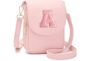 Viverte Crossbody Purse for Teen Girls Small Initial Cell Phone Toddler Purse Leather Triple Compartment Crossbody Bags