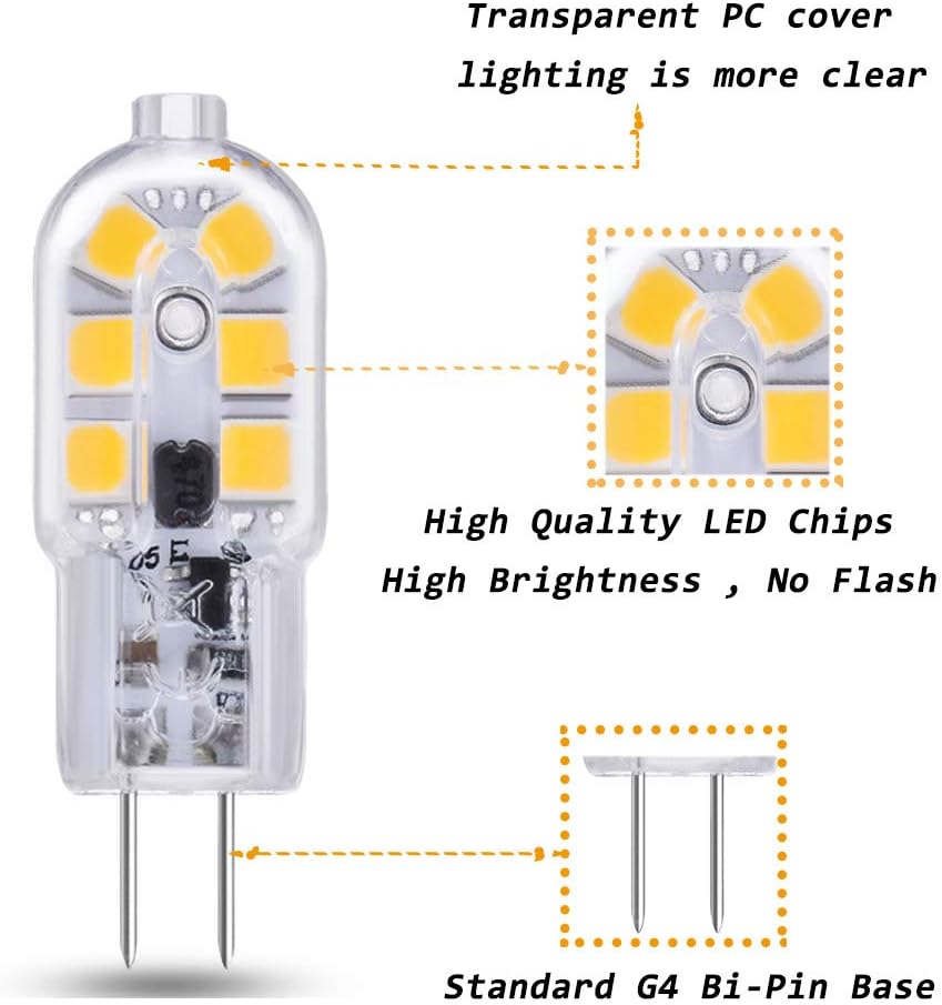 Akynite Capsule G4 LED 2W 12V Light Bulbs Cool White 6000K 200LM, not dimmable, Bi Pin G4 10W 20W Halogen Equivalent - Image 5