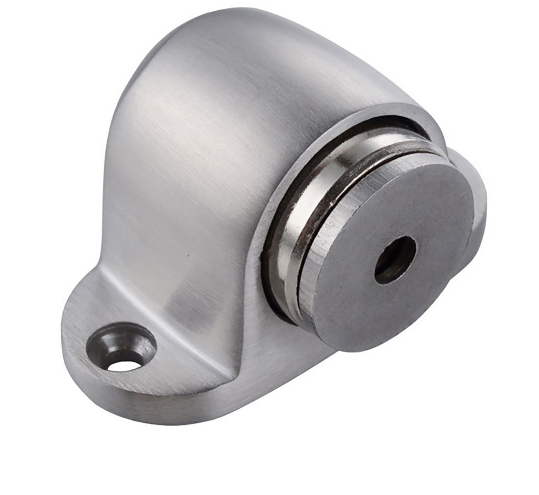 TRIXES Doorstopper - Door Stop - Strong Magnet - Floor Mounted - Modern Chrome Design - Easy Install